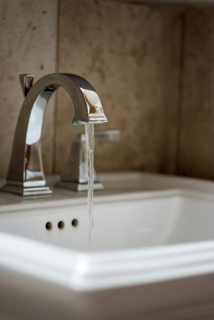 Closeup of a modern Bathroom faucet and sink